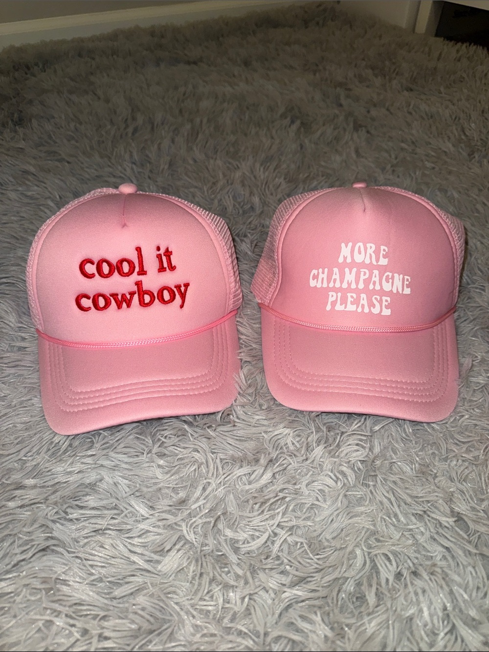 NWOT Soft Pink Trucker Hat Bundle with Embroidered Slogan